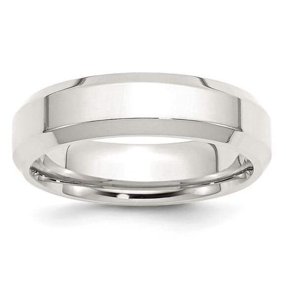 Kazi Luxury Sterling Silver 6mm Beveled Edge Size 10.5 Band